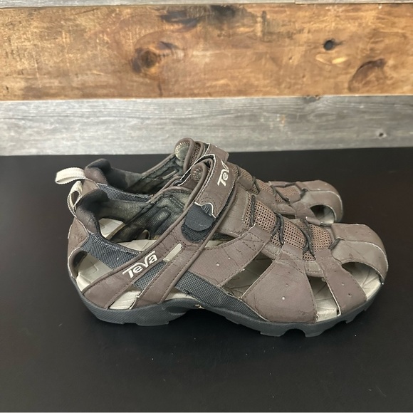 Teva Deacon Fisherman Sandal Men's 10 Brown Hook & Loop Mesh Water Resistant - Picture 4 of 9